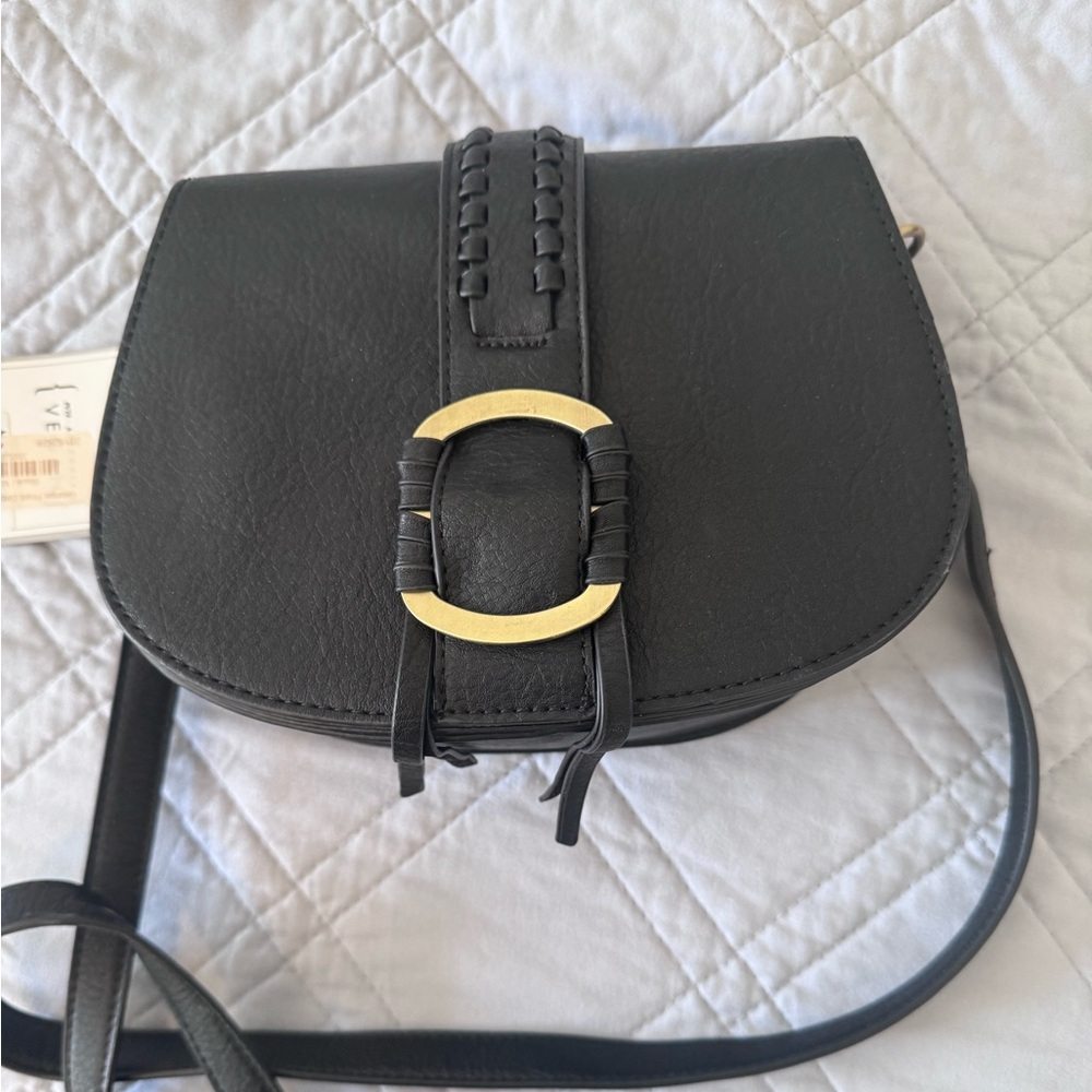 Black Vegan Leather Crossbody Bag
